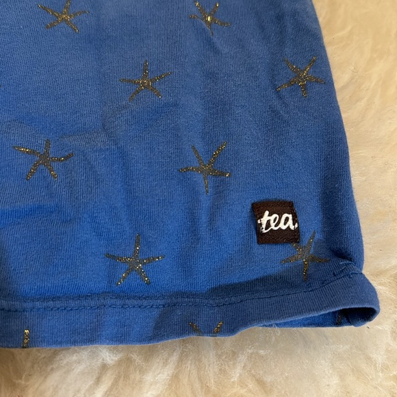 Tea Collection flutter sleeve blue dress with gold foil stars patterns, size 10 - Picture 9 of 9